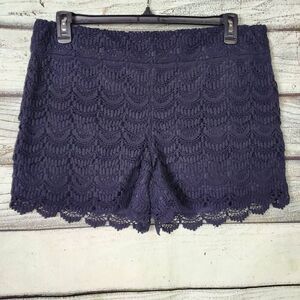 Ann Taylor Loft Women’s Lace Crochet Shorts Navy Size 12 Lined Riviera